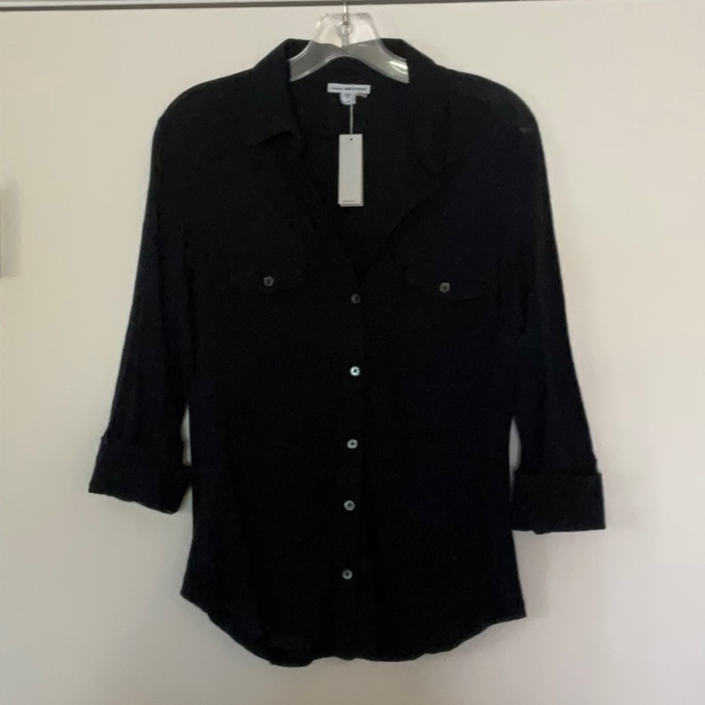 JAMES PERSE CASUAL WORK SHIRT, NAVY, SIZE 3